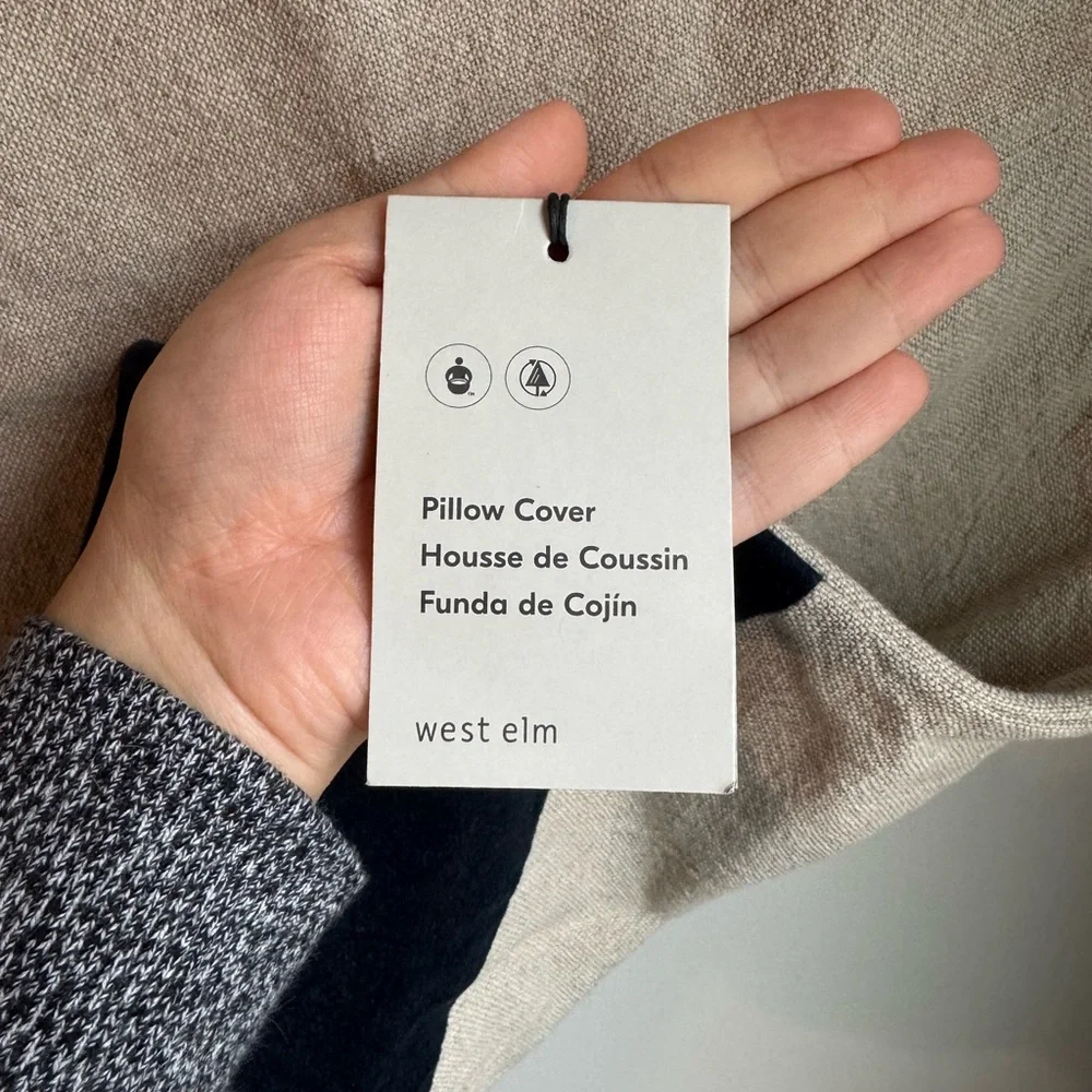 2 NWT West Elm velvet cream and navy Pillow Covers